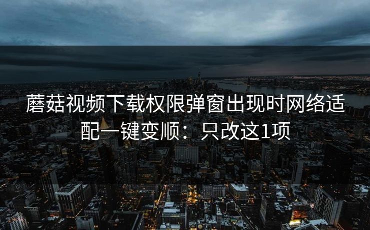 蘑菇视频下载权限弹窗出现时网络适配一键变顺：只改这1项
